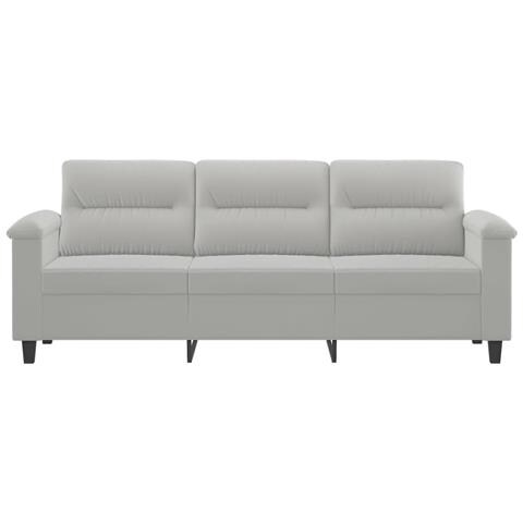 Divano A 3 Posti Grigio Chiaro 180 Cm In Tessuto Microfibra - Foto 3