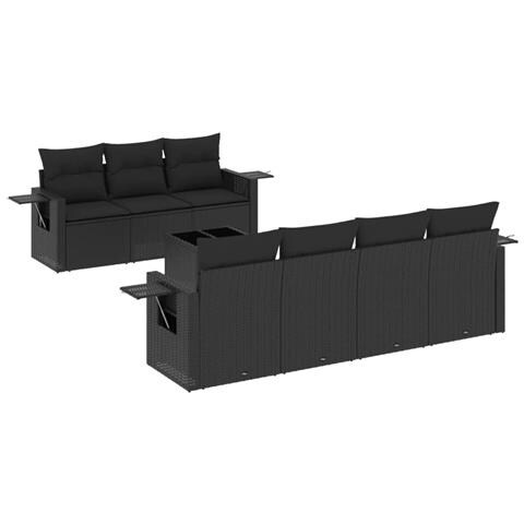 Set Divani Da Giardino Con Cuscini 8 Pz Nero In Polyrattan - Foto 2