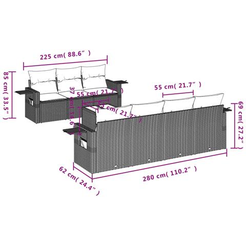 Set Divani Da Giardino Con Cuscini 8 Pz Nero In Polyrattan - Foto 3