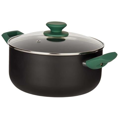 Verde Casseruola In Alluminio Pressato 24 Cm C Coperchio 37x25x17 Cm. Colore Nero - Foto 1