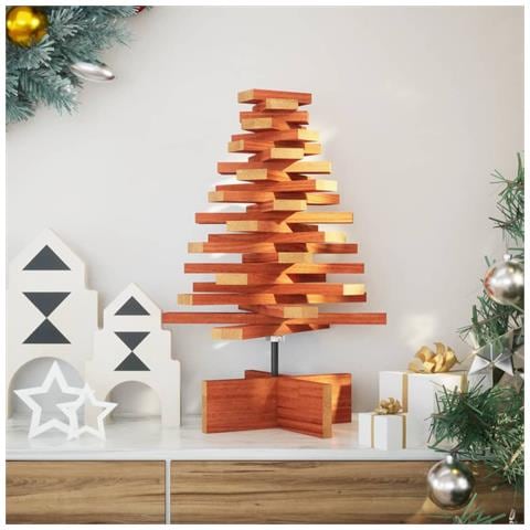 Albero Di Natale Marrone Cera 60 Cm In Legno Massello Di Pino - Foto 1