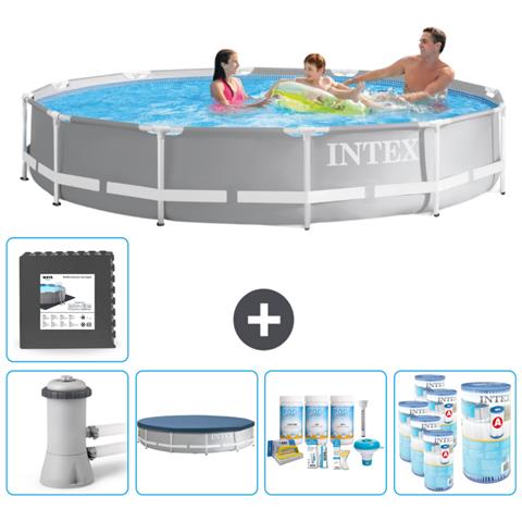 Piscina Fuori Terra - In Giro - 366x366x76 Cm - Grigio - Include Accessori Coordinati Cb17 - Foto 1