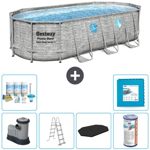 Piscina Fuori Terra - Ovale - 549x274x122 Cm - Grigio - Include Accessori Coordinati Cb30 - Foto 1