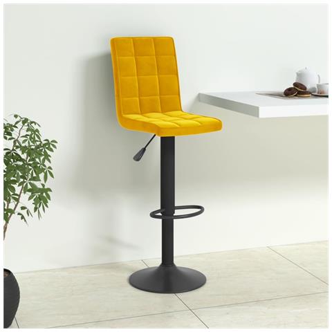 Sgabello Da Bar Giallo Senape In Velluto - Foto 8