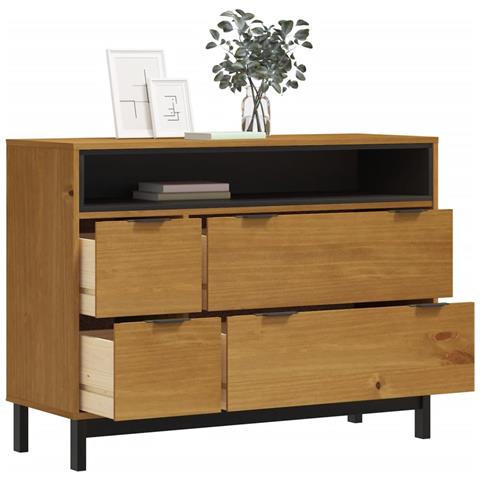 Cassettiera Flam 110x40x80 Cm In Legno Massello Di Pino - Foto 2