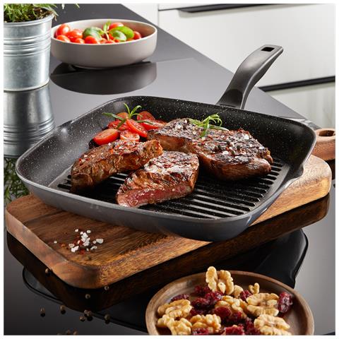 Bistecchiera Quadrata, Ghisa, Misura 28x28 Cm, 2 Beccucci, Rivestimento Antiaderente - Foto 4