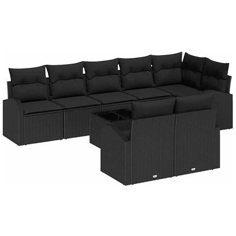 Set di divani da giardino a 9 pezzi con cuscini Beige Rattan - Foto 1