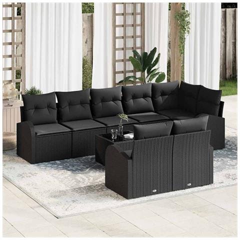 Set di divani da giardino a 9 pezzi con cuscini Beige Rattan - Foto 2
