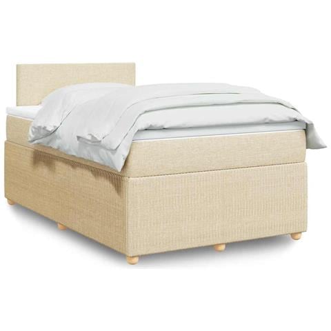 Giroletto a Molle con Materasso Crema 120x190 cm in Tessuto - Foto 2
