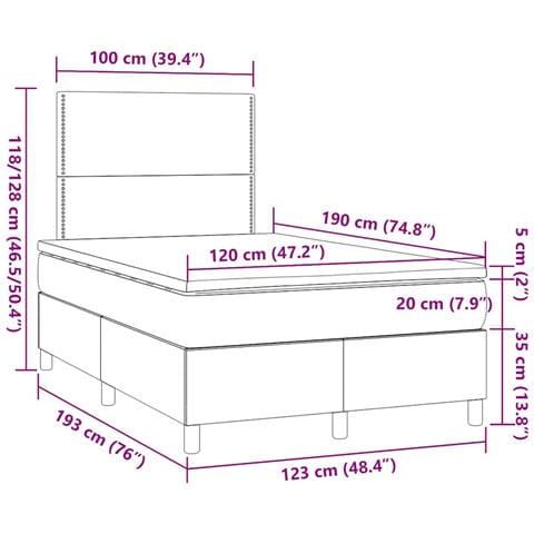 Giroletto a Molle con Materasso Tortora 120x190 cm in Tessuto - Foto 9