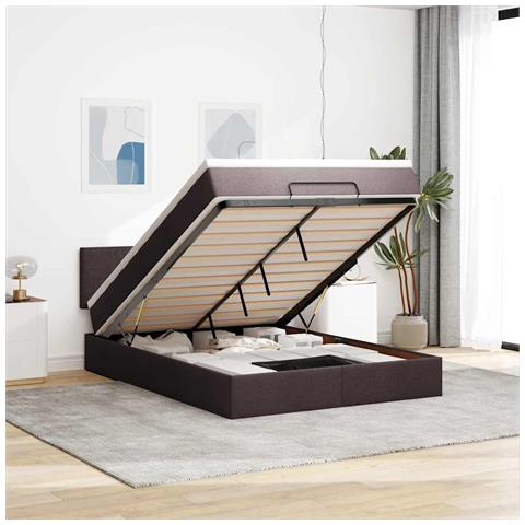 Struttura Letto Pouf con Materasso 140x200 cm in Tessuto - Foto 2