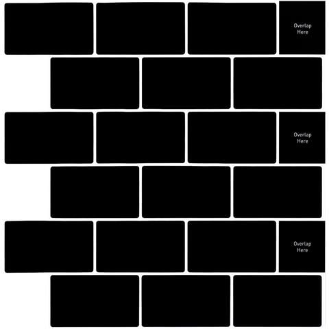 Adesivi Murali Piastrelle Autoadesive 3d Pvc 30,5x30,5 Cm 10 Pezzi Neri - Foto 1