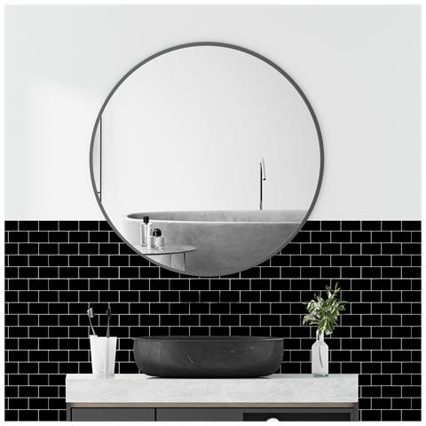 Adesivi Murali Piastrelle Autoadesive 3d Pvc 30,5x30,5 Cm 10 Pezzi Neri - Foto 2