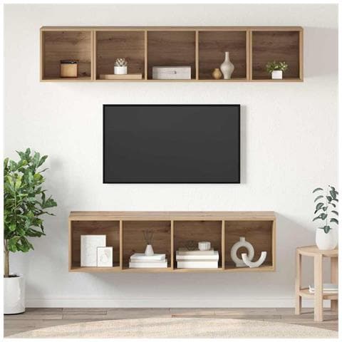 Set mobile TV 4 pz Rovere artigianale Legno ingegnerizzato - Foto 2