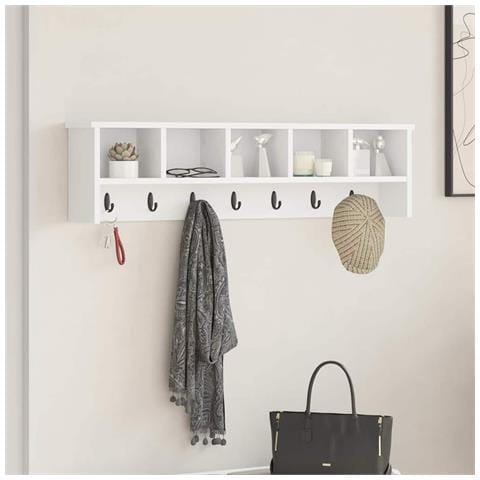Appendiabiti a muro Bianco 100 x 16 x 26 cm Legno multistrato - Foto 2