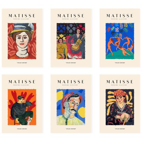 Set Di 6 Stampe Künstlerischen Illustrationen Von Henri Matisse Porträts Sammlung Von Dekorations Gemälden Im Kunstgalerie Stil A3 Senza Cornice - Foto 1