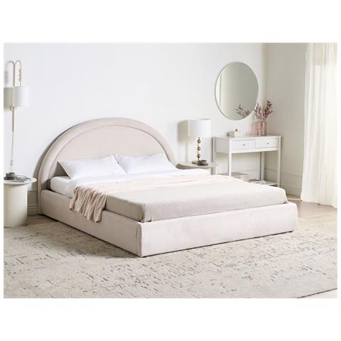 Letto Contenitore Tessuto Mouzon 180 X 200 Cm Beige Chiaro - Foto 1