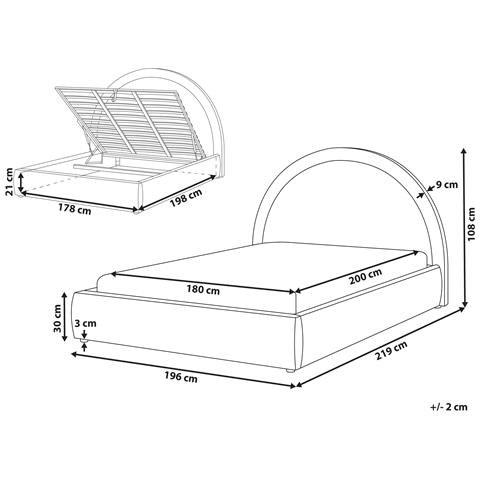 Letto Contenitore Tessuto Mouzon 180 X 200 Cm Beige Chiaro - Foto 8