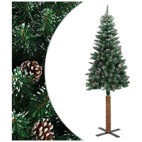 Lusso Casadino -  Albero Di Natale Sottile Con Legno Vero E Neve Verde 150 Cm - Foto 1