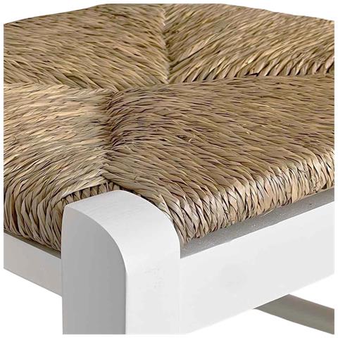 Coppia Di Sgabelli Da Bar Alti 80 Cm In Legno Bianco Con Manico Seduta In Paglia - Foto 6