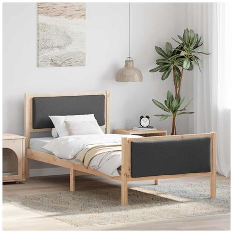 Struttura del letto Grigio scuro 90 x 200 cm Tessuto - Foto 2