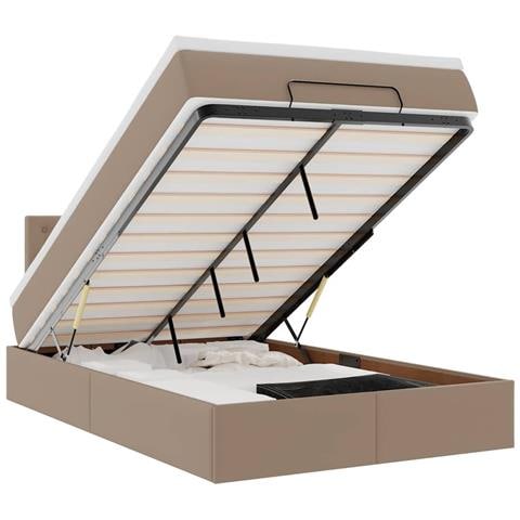 Struttura Letto Pouf con Materasso 120x200 cm Similpelle - Foto 1