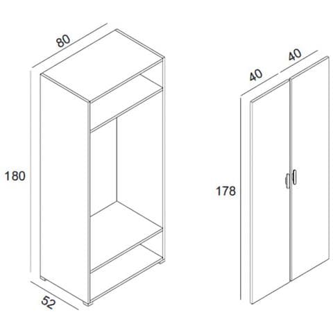 Armadio Camera Da Letto Susella - Guardaroba 2 Ante 2 Ripiani, 80x180h Cm Bianco - Foto 2