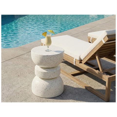 Tavolino Faliro 37 Cm 37 Cm Effetto Terrazzo Terrazzo Bianco - Foto 1