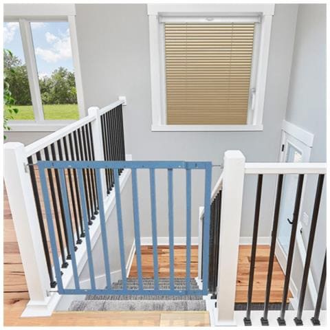 Safetots Cancelletto Di Sicurezza Top Of Stairs Per La Parte Superiore Delle Scale, Fissaggio A Vite, In Legno, Azzurro, 63,5cm - 105,5cm - Foto 1