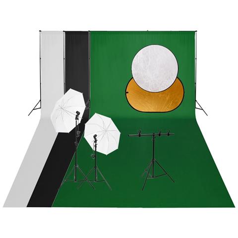 Kit per Studio Fotografico con Set Luci, Fondale e Riflettore - Foto 1