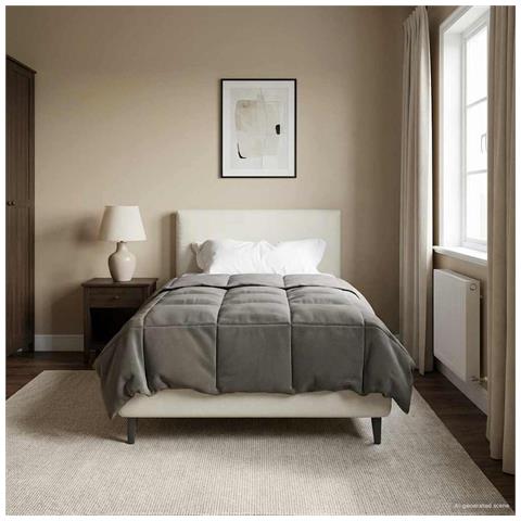 Piumone Completo Annuale Grigio chiaro 140 x 220 cm Microfibra - Foto 2