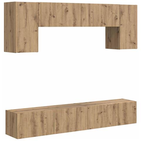 Set mobile TV Montaggio a parete 5 pcs Nero Legno multistrato - Foto 1