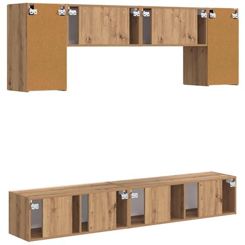 Set mobile TV Montaggio a parete 5 pcs Nero Legno multistrato - Foto 9