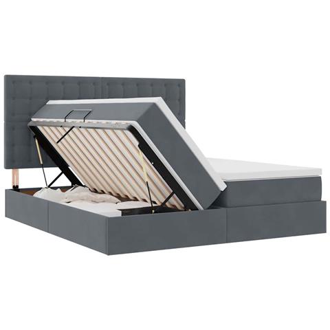 Letto con testiera Grigio scuro 200 x 200 cm Velluto - Foto 9