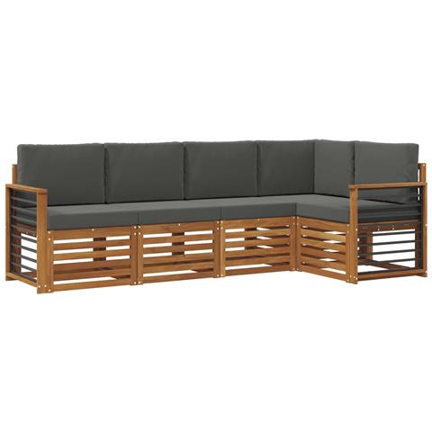 Set divani 5 pcs Naturale e Antracite Legno di Acacia Massello - Foto 1