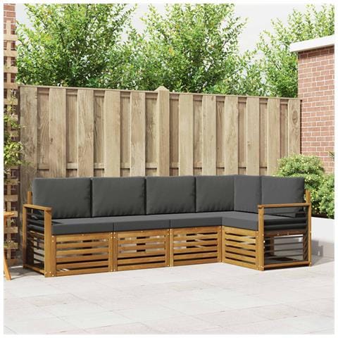 Set divani 5 pcs Naturale e Antracite Legno di Acacia Massello - Foto 2