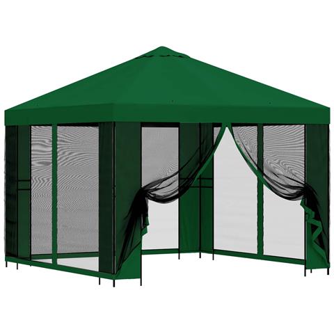 Gazebo da giardino con pareti laterali 3 x 3 m Verde - Foto 1