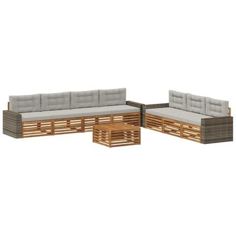 Set di divani da esterno 8 pcs Naturale e Grigio Chiaro - Foto 1