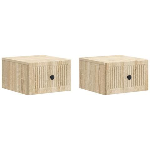 Mobiletto da notte a muro 2 pcs Rovere Sonoma 33 x 34,5 x 20 cm - Foto 1