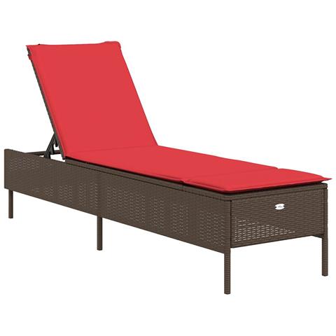 Lettino prendisole con Cuscino in Polyrattan Marrone - Foto 1