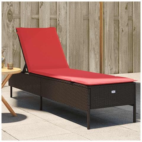 Lettino prendisole con Cuscino in Polyrattan Marrone - Foto 2