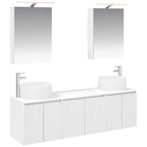 Set di Armadi da Bagno 5 pcs Bianco Legno ingegnerizzato - Foto 1