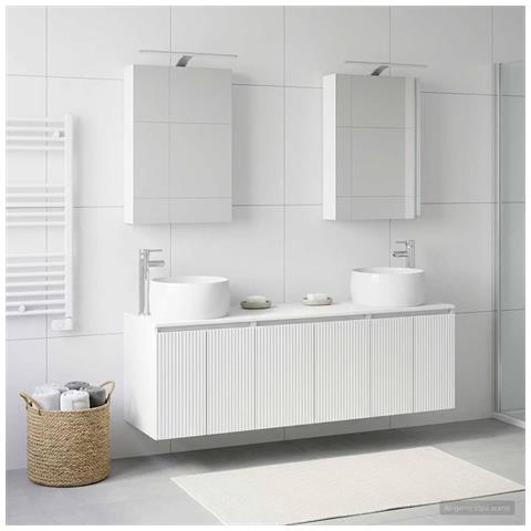 Set di Armadi da Bagno 5 pcs Bianco Legno ingegnerizzato - Foto 2