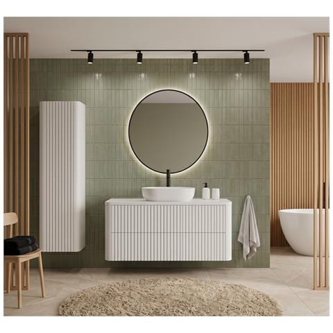 Piano lavabo 60 cm, Arrotondato, Bianco opaco, per lavabo da appoggio, LINEA - Foto 1