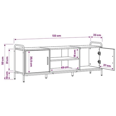 Mobile TV 133 x 33 x 50 cm Rovere Sonoma Legno ingegnerizzato - Foto 9