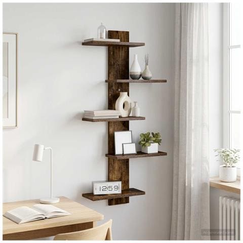 Mensola a muro flottante Rovere Fumo 48,5 x 15 x 101 cm - Foto 2