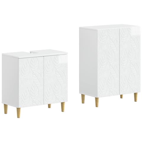 Set di Armadi da Bagno da 2 Pezzi DELFT Bianco Lucido - Foto 1