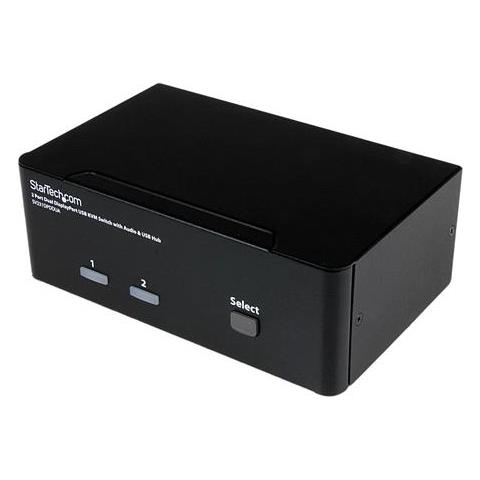 Switch KVM USB doppio DisplayPort 2 porte con audio e hub USB 2.0 - Foto 1