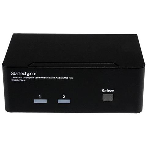 Switch KVM USB doppio DisplayPort 2 porte con audio e hub USB 2.0 - Foto 2