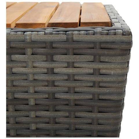 Tavolino Grigio 41,5x41,5x43 cm in Polyrattan e Legno di Acacia - Foto 6